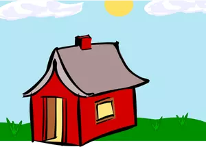 Vector de dibujo de la casa roja cabina