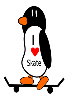 Penguin på en skøyte