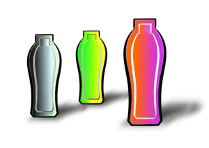 Ilustração em vetor de três recipientes de bebida de cor diferente