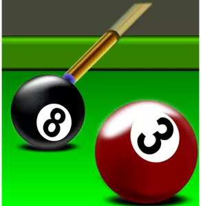 Illustration of black and red billiard balls
