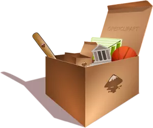 Ilustración de vector de caja de cartón llena de basura