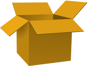 Illustrazione vettoriale scatola cartone aperto marrone scuro