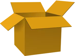 Ilustración de vector de caja de cartón abierta marrón oscuro