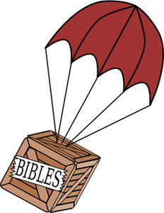 Vector de desen de livrare parasuta de cutie de Biblii