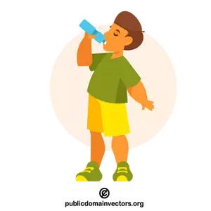 Boy drinking cool water