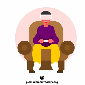 Boy gaming dengan headset VR