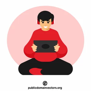 Boy listening to music