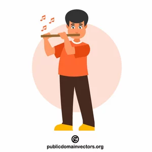 Boy playing flute vector