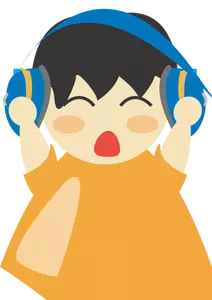 Anak laki-laki dengan headphone vektor gambar
