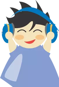 Anak laki-laki dengan gambar vektor headphone