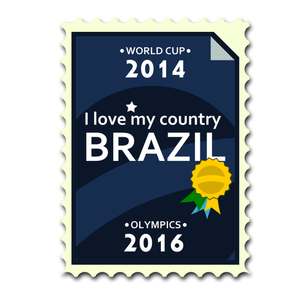 Gambar vektor perangko Brasil Olimpiade dan Piala Dunia