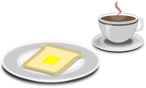 Ilustración vectorial de café y tostadas porción