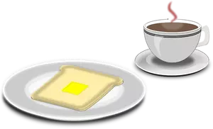 Ilustración vectorial de café y tostadas porción