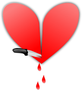 Heart sliced with a knife vector image