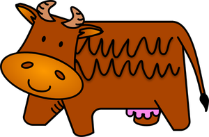 Illustrazione vettoriale di amichevole mucca marrone