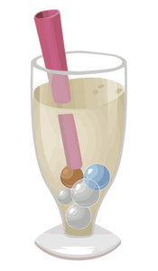 Couleur de dessin d'une formation de bulles dans le verre de champagne