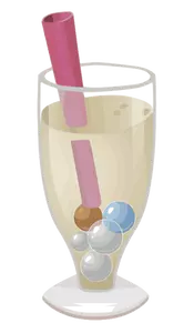 Farge tegning av en boblende i champagne glass