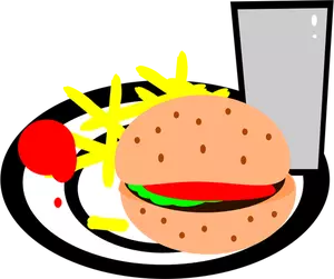 burger and chips vector clip art