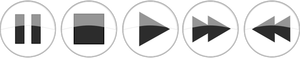 Vector drawing of glossy media player buttons