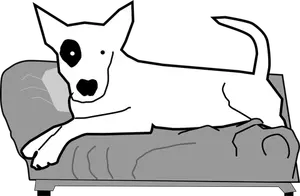 Gráficos vectoriales de Bull Terrier en la cama