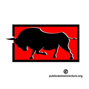 Bull on red background
