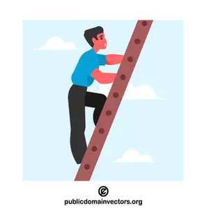 Businessman climbing ladder