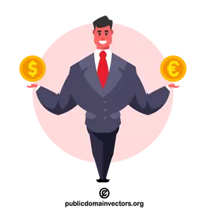 Businessman holding coins