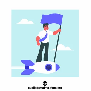 Businessman holding flag