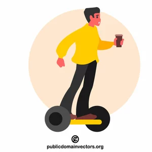 Businessman on electric scooter