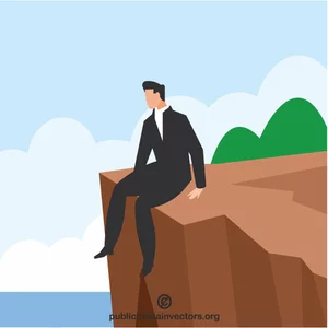 Businessman on a cliff
