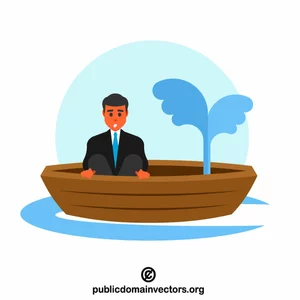Businessman sitting in sinking boat