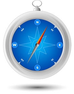 Vector drawing of blue and grayscale compass