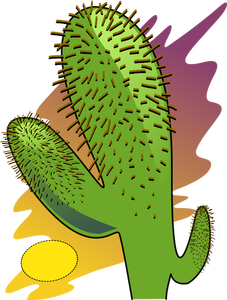 Clipart vectorial de cactus de la historieta en el calor del sol