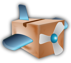 Image vectorielle de l'avion à hélices boîte carton