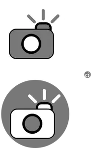 Kamera dengan seni klip flash ikon vektor