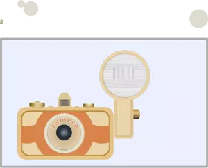 Ilustrasi vektor antik kamera dengan flash tua