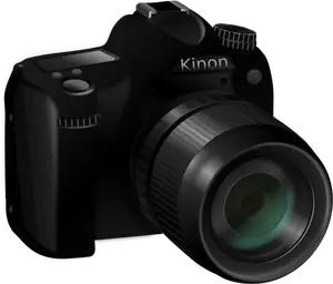 Fotorealistische vector afbeelding van een professionele camera met lange lens