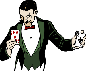Card trick vector illustration