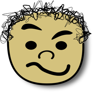 Immagine vettoriale di kid capelli ricci con sorriso dubbioso avatar