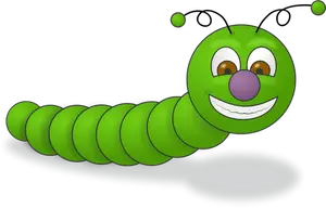Uśmiechający się zielony robak wektorowa
