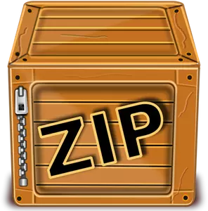 Grafica vettoriale di scatola di legno con chiusura a zip