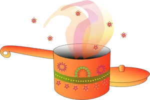 Image of decorated cooking pot with lid