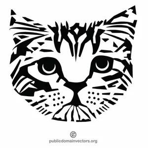 Cat monochrome stencil clip art