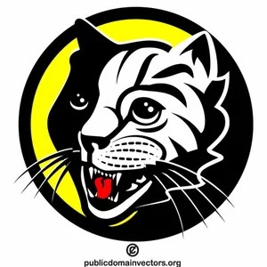 Logotype de chat noir et blanc