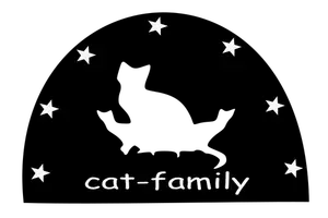 Grafis kucing keluarga logo dalam hitam dan putih