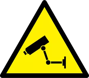 Video surveillance hazard warning sign vector image