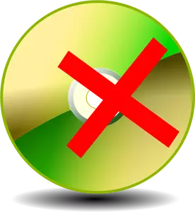 Vektor seni klip hijau mengkilap CD ROM unmount tanda dengan bayangan