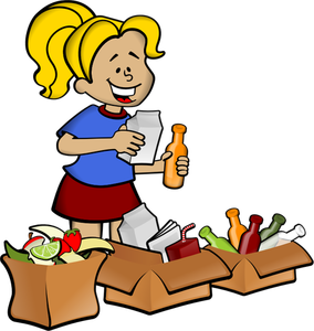 Vector image  of girl with bags