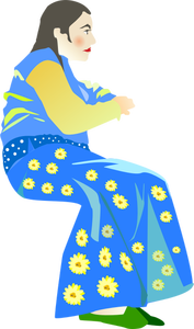 Femme dans une illustration de vecteur de robe bleue