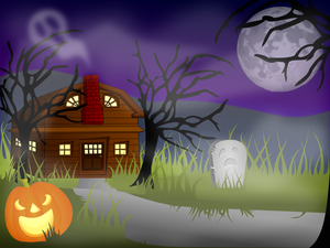 Halloween haunted house vector drawing